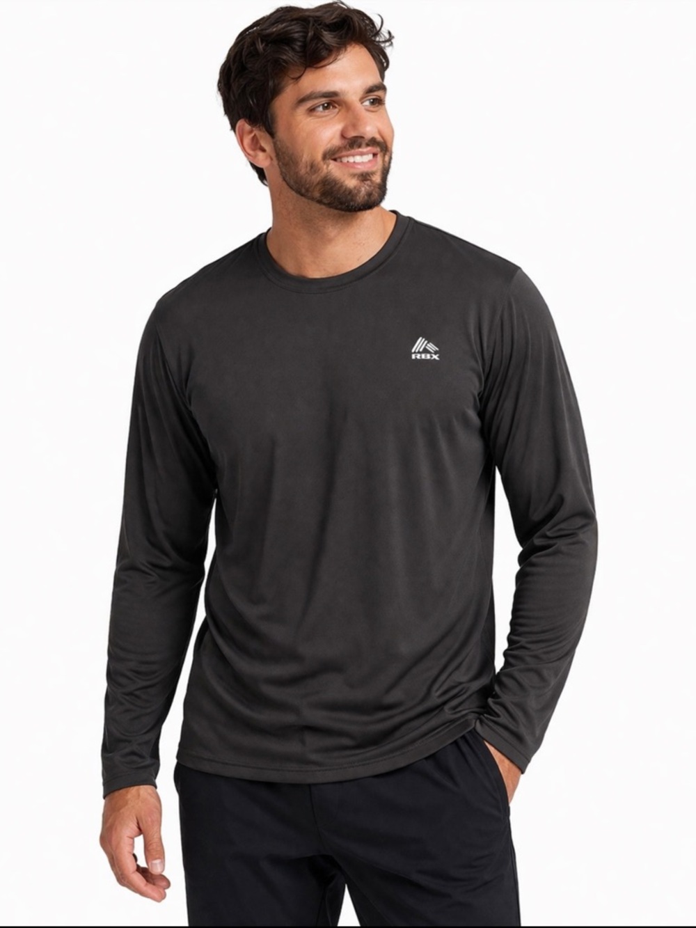 RBX Men’s Black Long Sleeve Performance Athletic Shirt, L